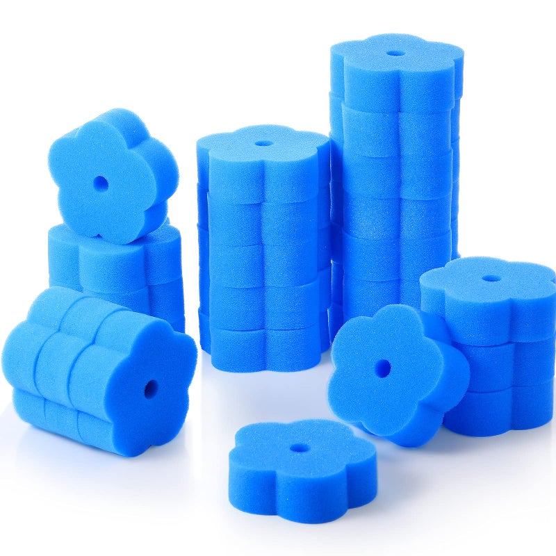 Chuangdi 24 Pieces Sponge for Hot Tub Accessories, Flower Oil Scum Absorber for Swimming Pool and Spa (Blue) - Image 1
